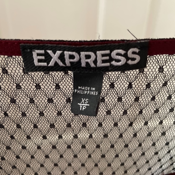 Express Burgundy Faux-Wrap Sheer Blouse - Picture 3 of 3